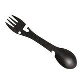 2 PCS  5 in 1 Multi-functional Outdoor Tools Stainless Steel Camping Survival EDC Kit Practical Fork Knife Spoon Bottle/Can Opener